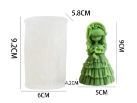 Molde silicona nena con vincha y gato